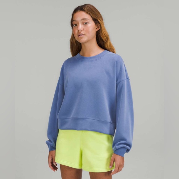 Lululemon Perfectly Oversized Cropped Crew Sweatshirt Women’s 14 Blue Softstreme - Picture 1 of 10